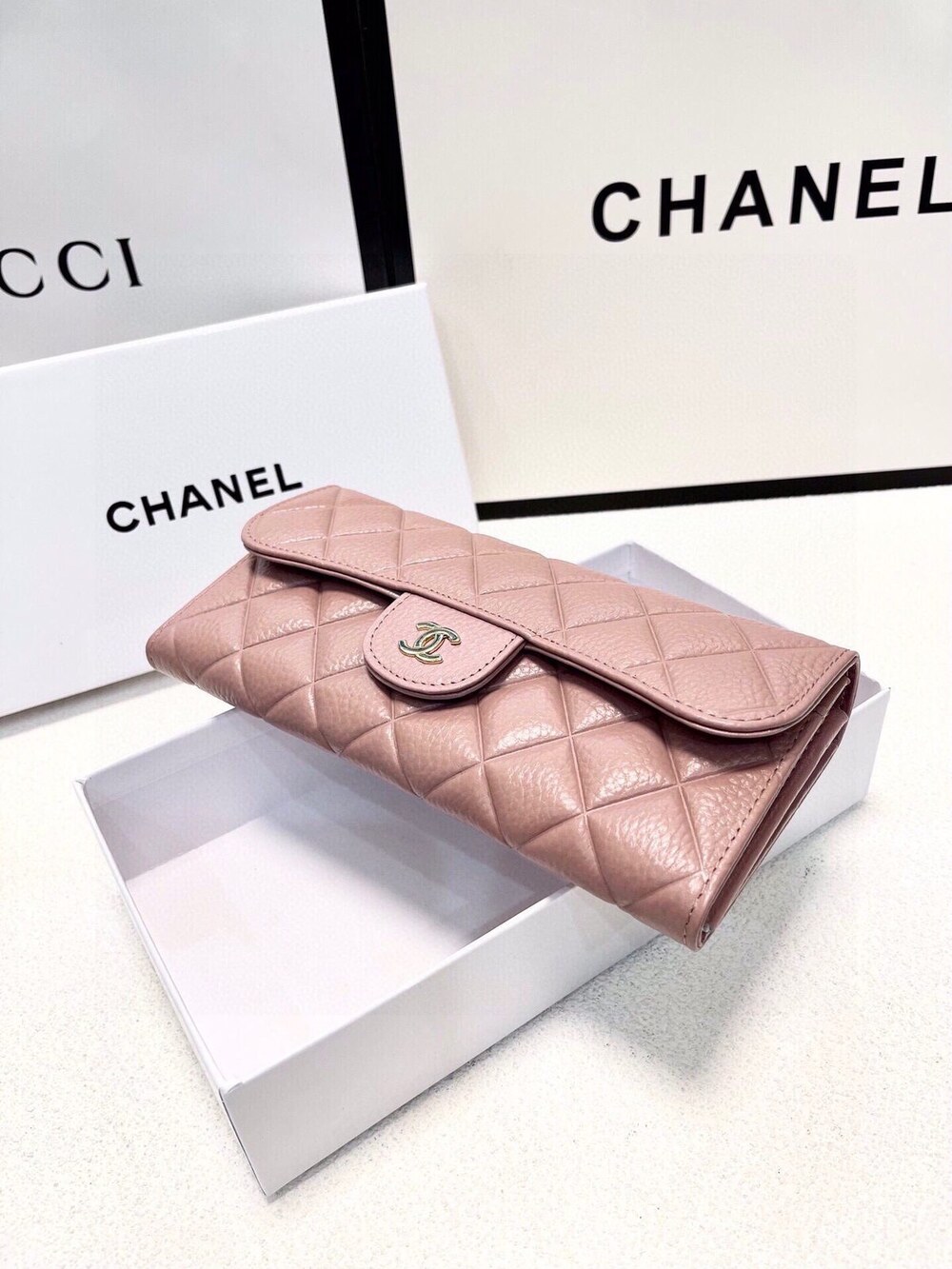 Chanel Classic Flap Long Wallet, Pink Caviar Leather - Picture 6 of 9